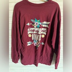Maroon Jeepy Soul Long Sleeve Shirt girlie girl